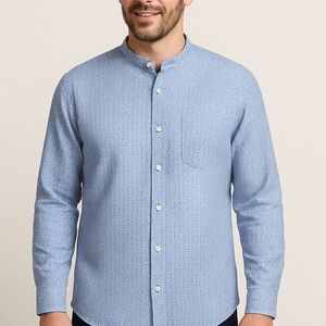 Tasso Elba 100% Linen Band-Collar Shirt – XL